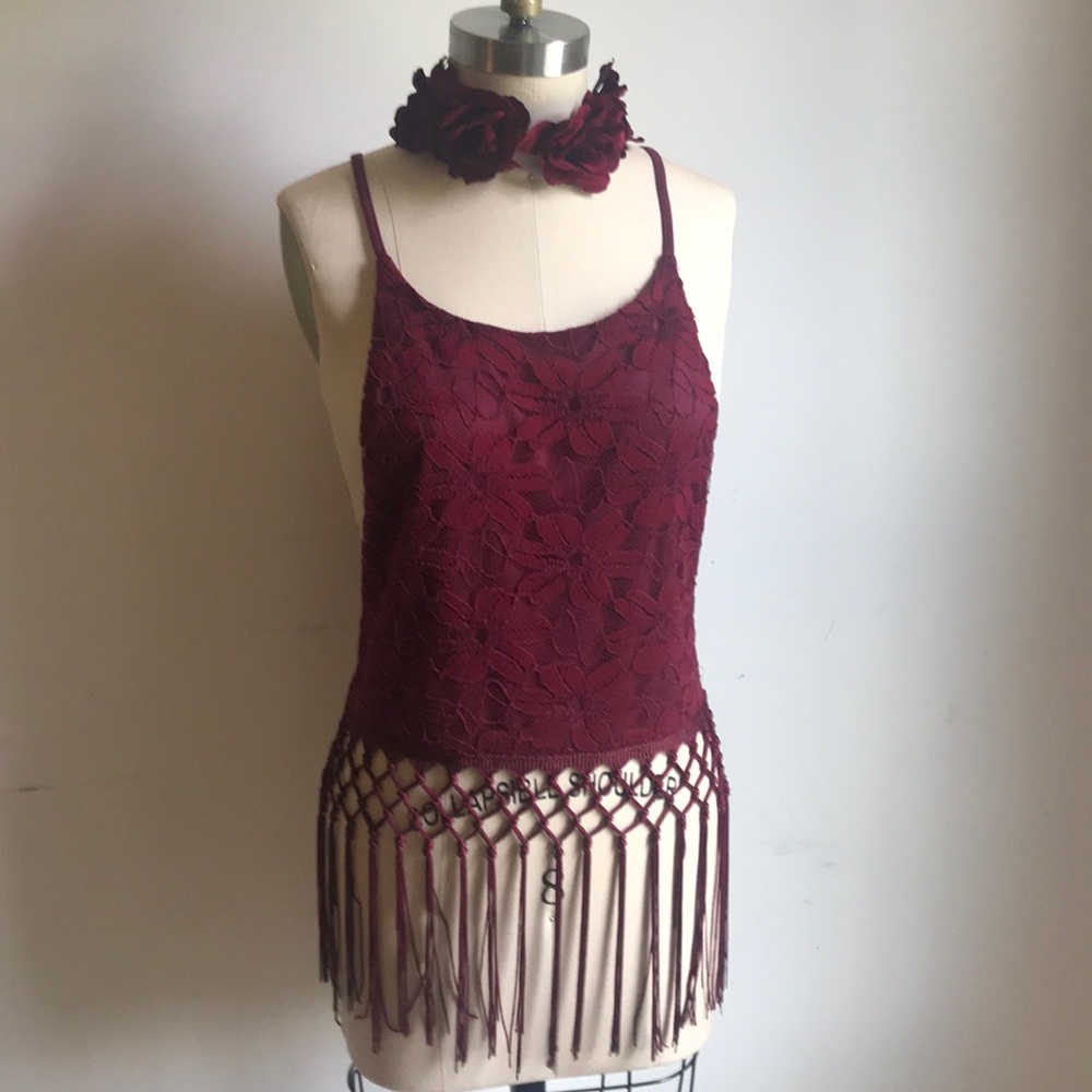 Burgundy lace top
